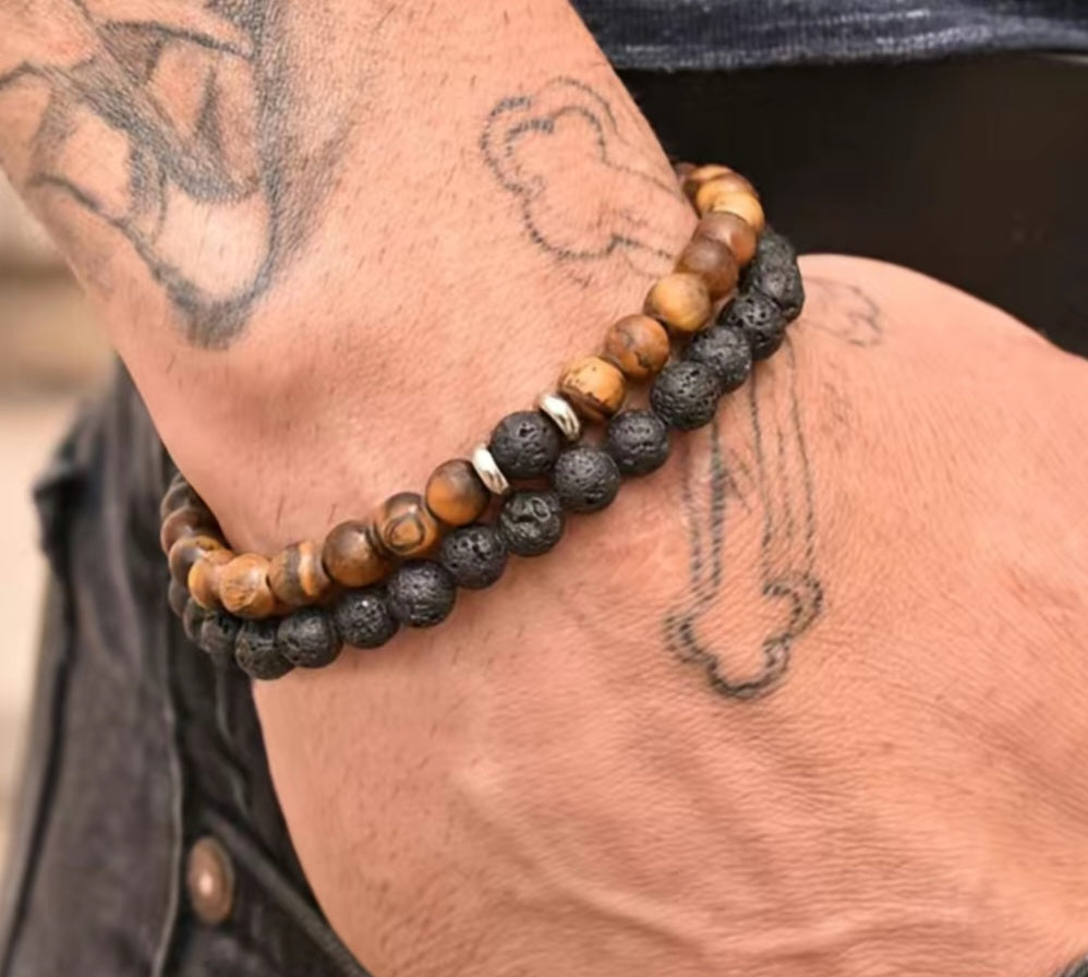 Set de pulseras piedra volcanica / Volcanic stone bracelet set