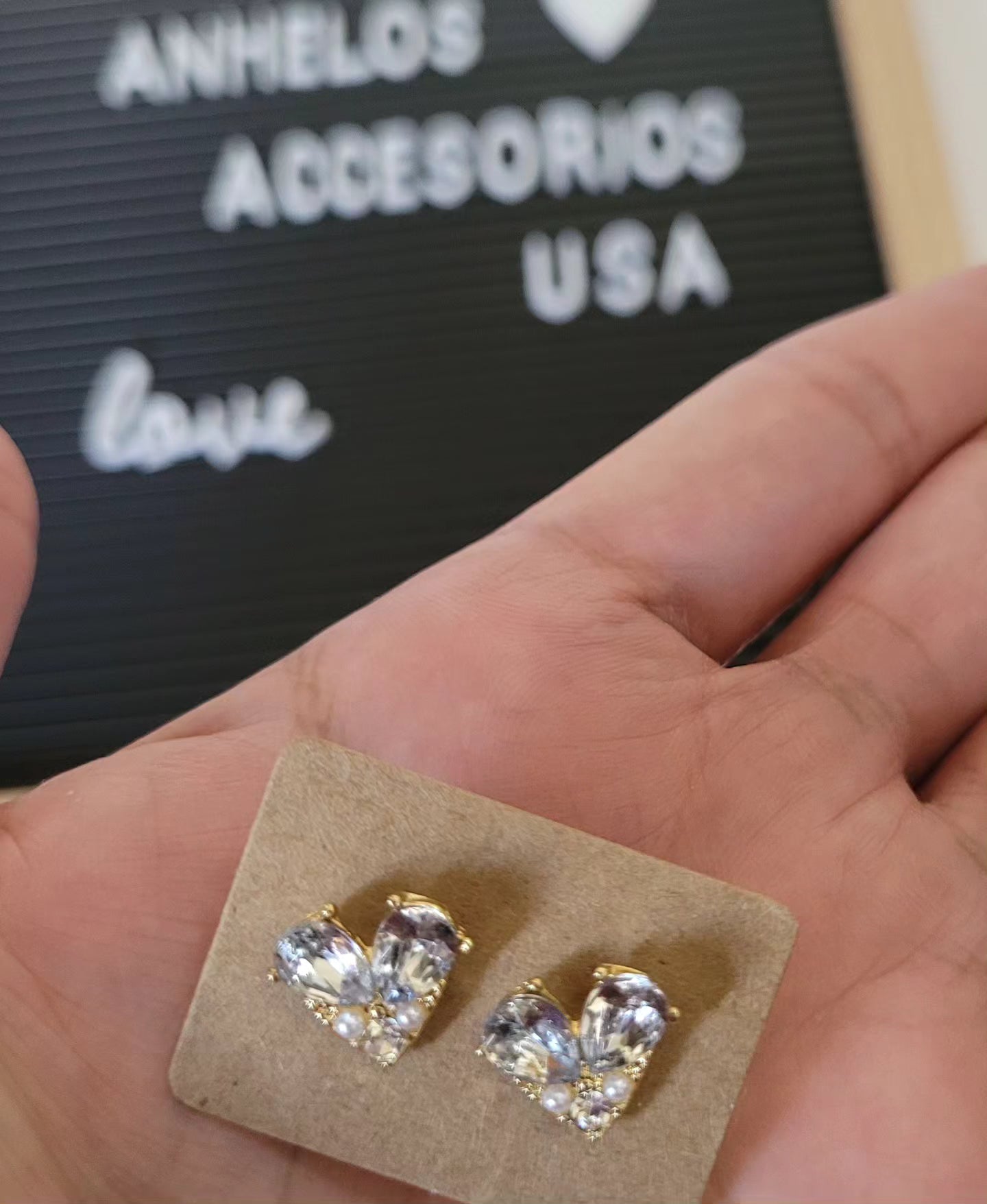Pendientes corazón con circon/ Zircon Heart Earrings