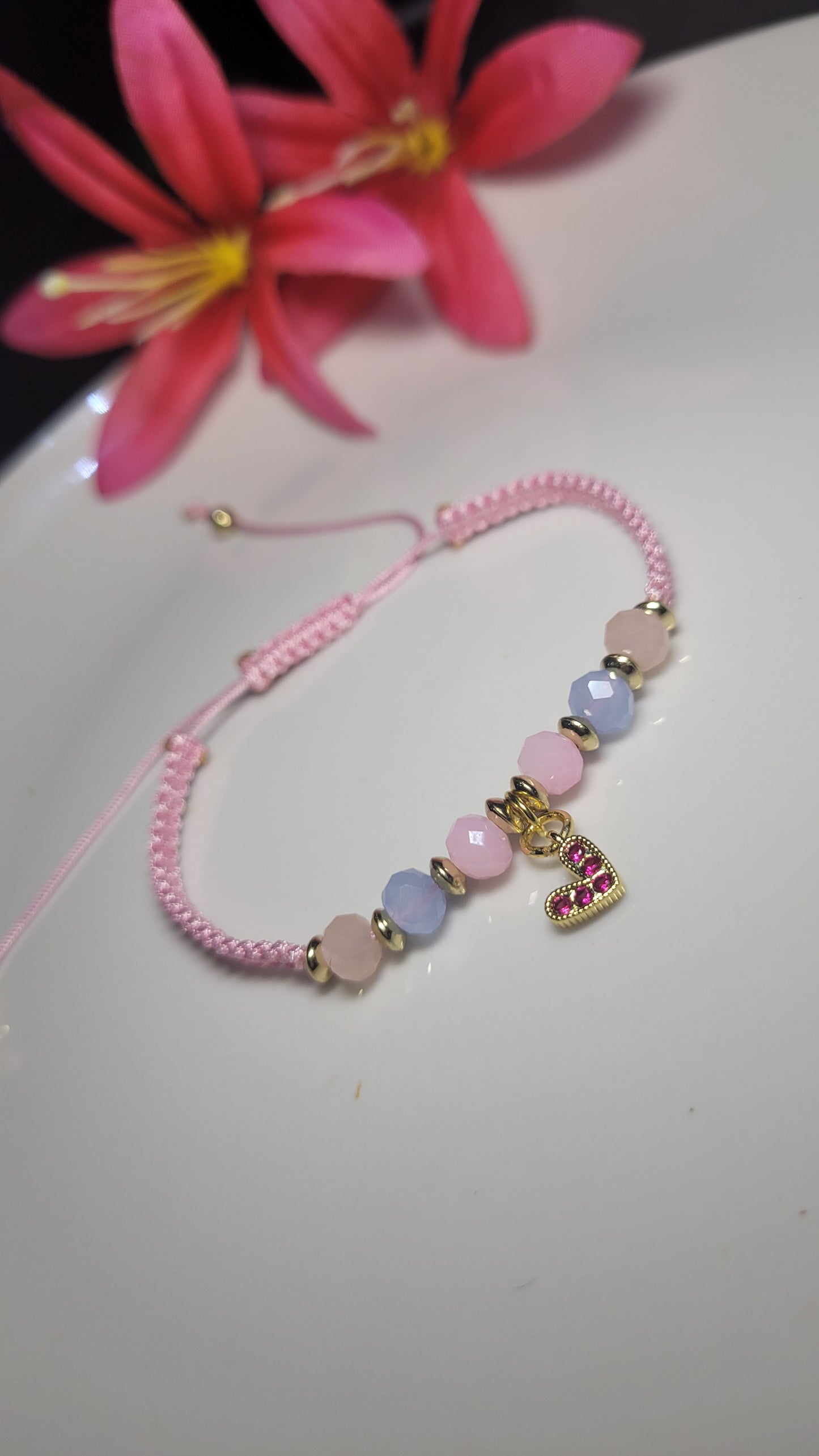 Pulsera corazon rosada / Pink heart Bracelet
