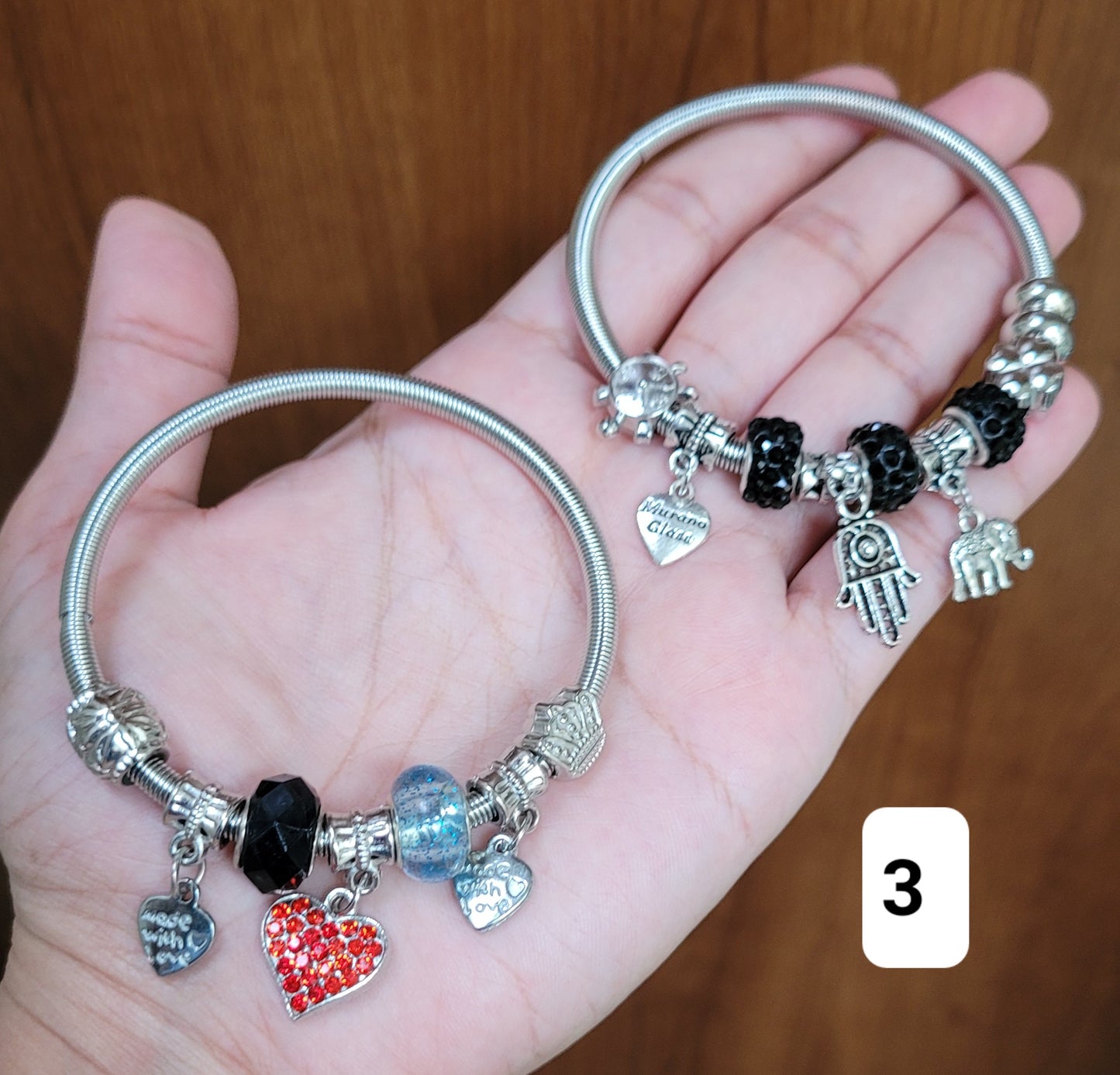 Set de 2 pulseras estilo Pandora / Set of 2 Pandora style bracelets