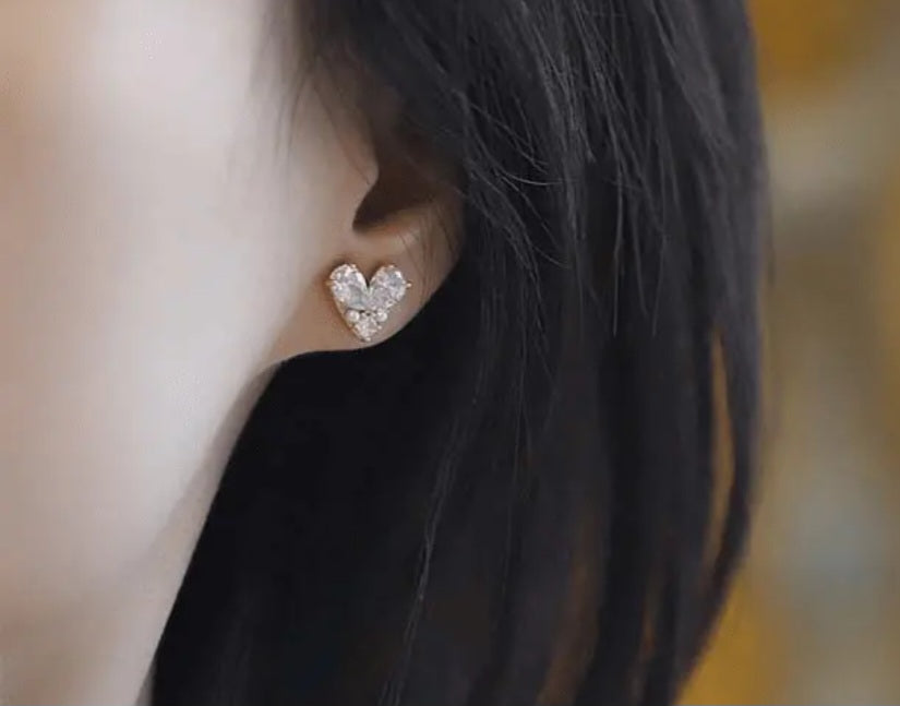 Pendientes corazón con circon/ Zircon Heart Earrings