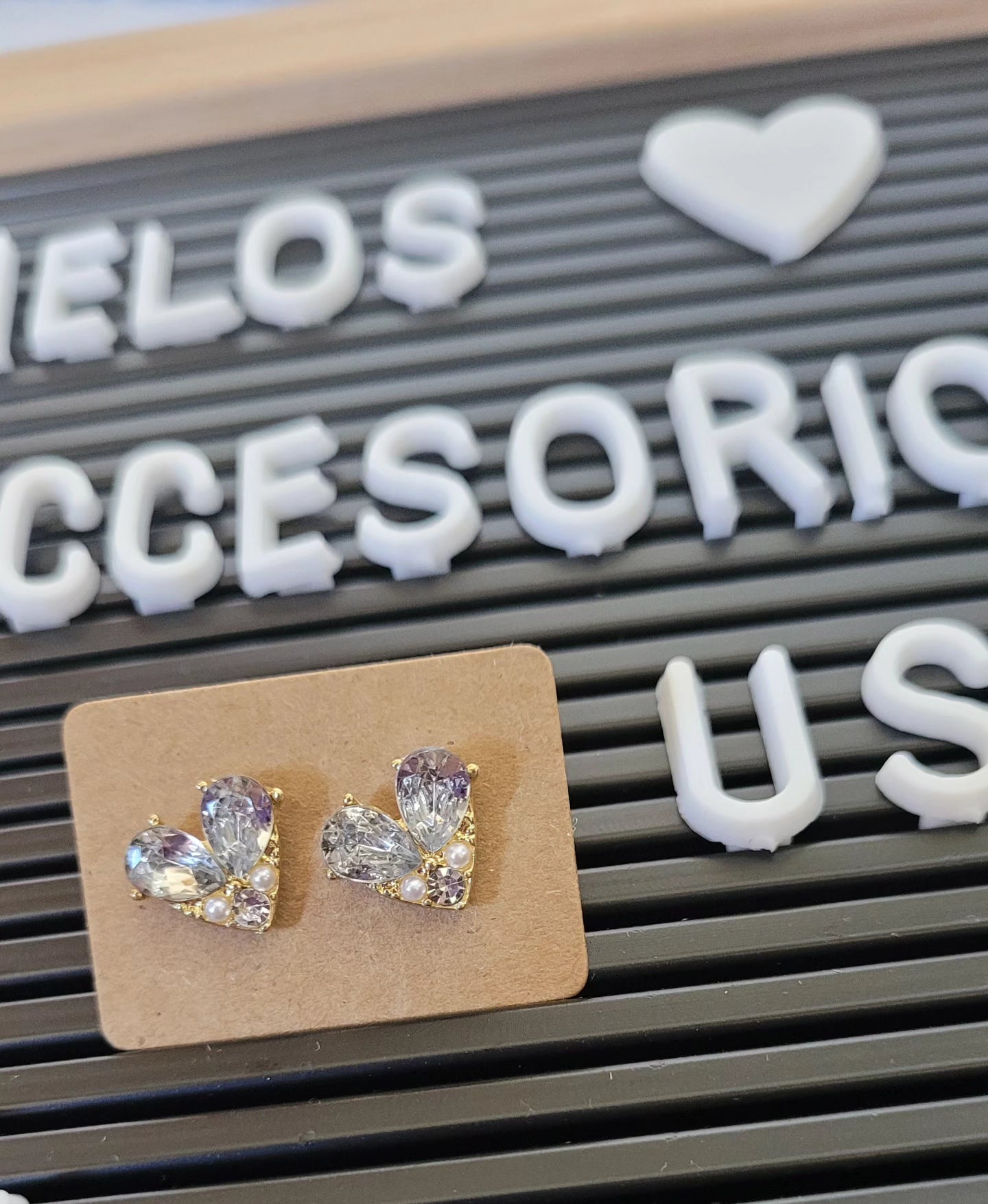 Pendientes corazón con circon/ Zircon Heart Earrings