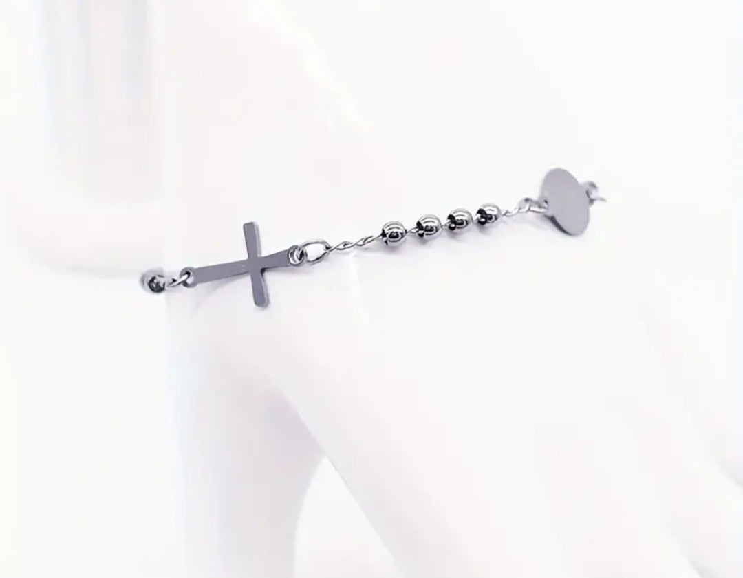 Pulsera rosario en acero inoxidable/ Rosary bracelet in stainless steel
