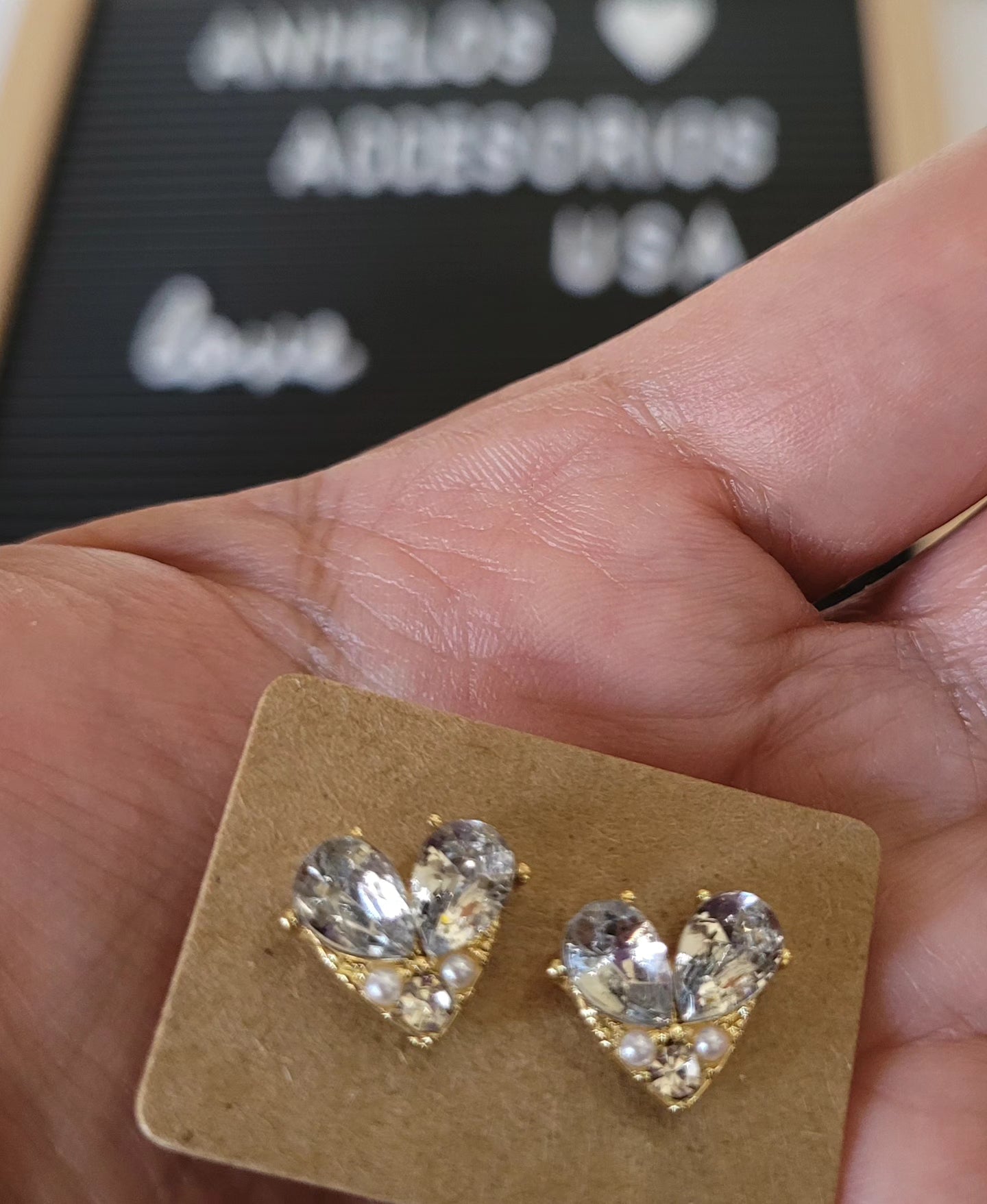 Pendientes corazón con circon/ Zircon Heart Earrings