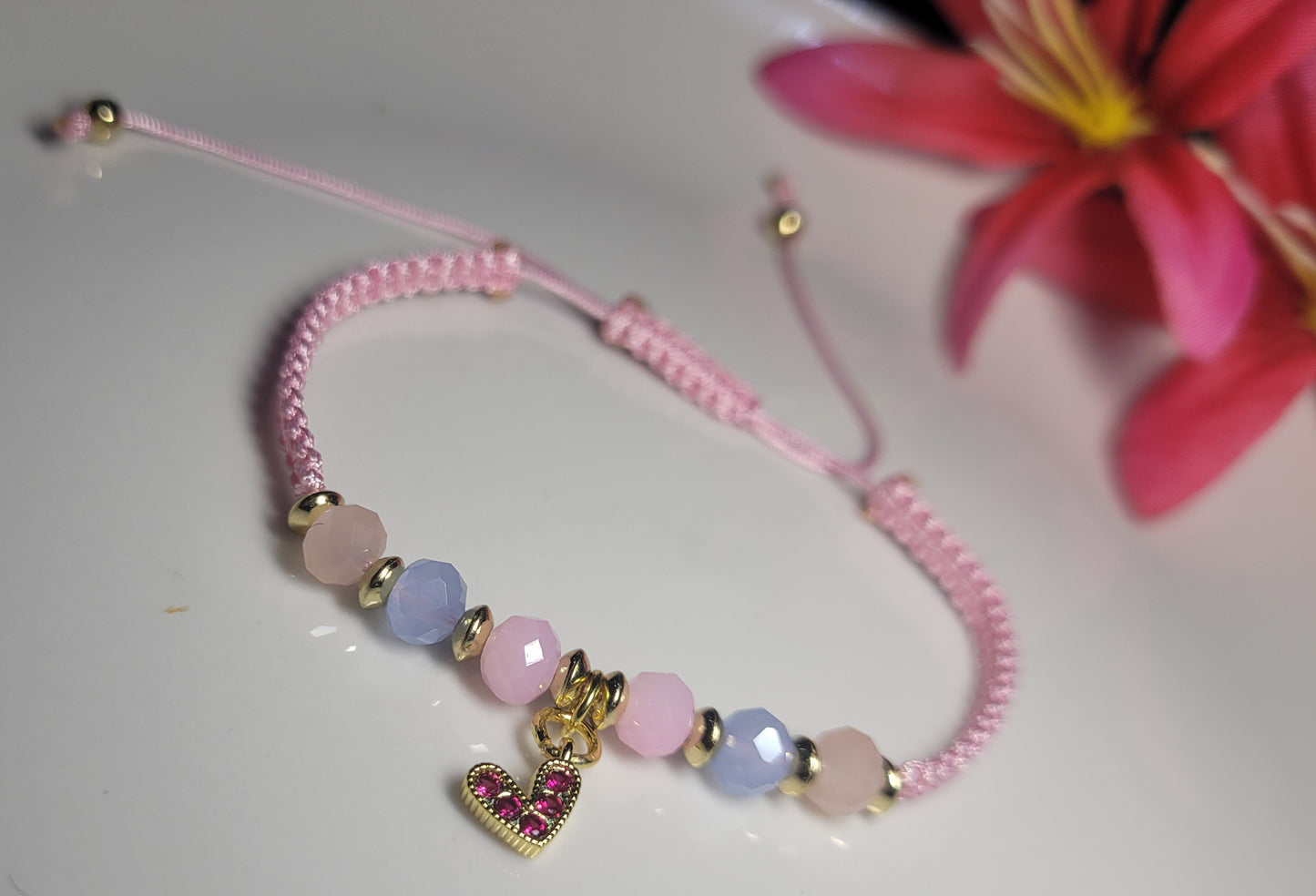 Pulsera corazon rosada / Pink heart Bracelet