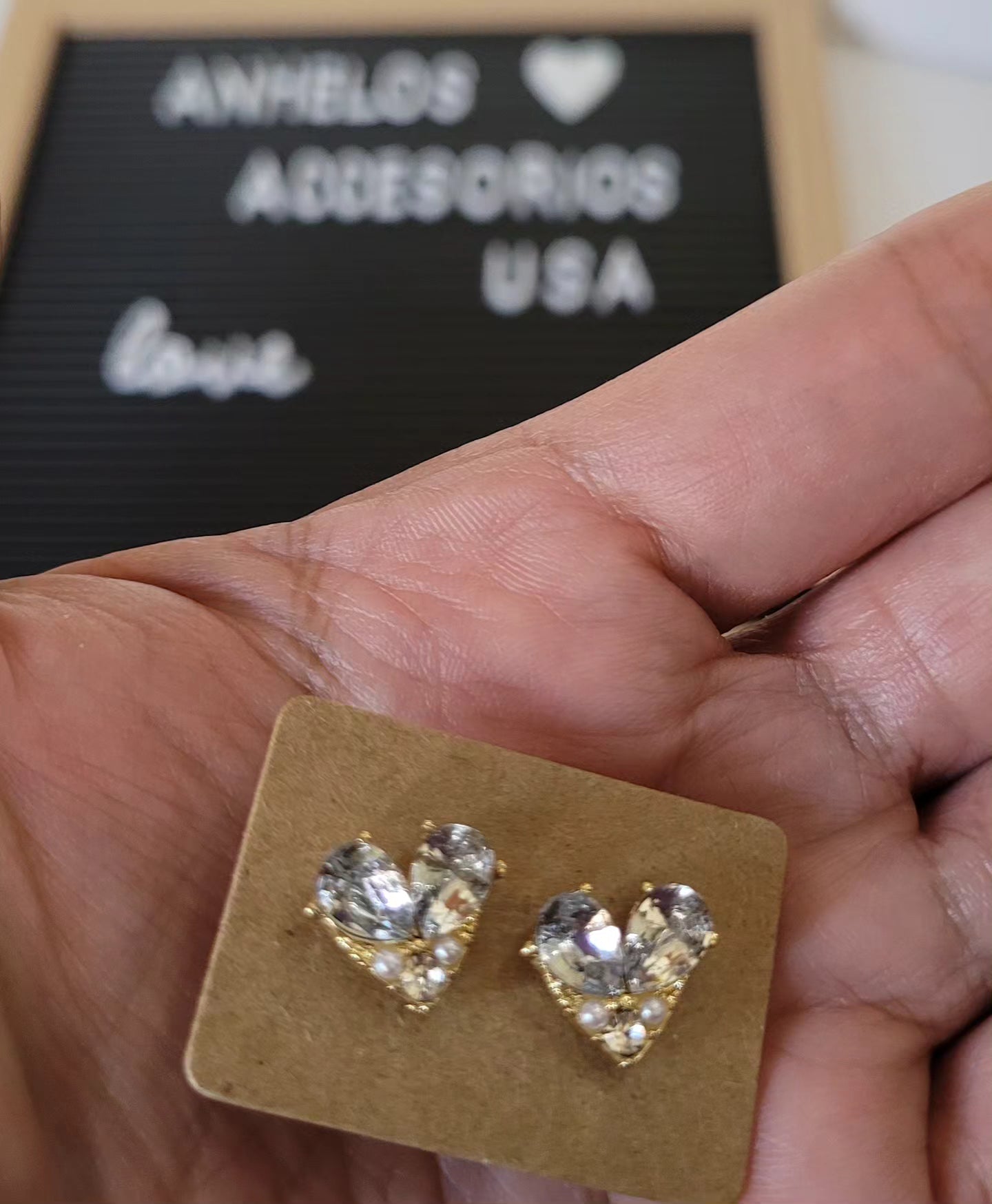 Pendientes corazón con circon/ Zircon Heart Earrings
