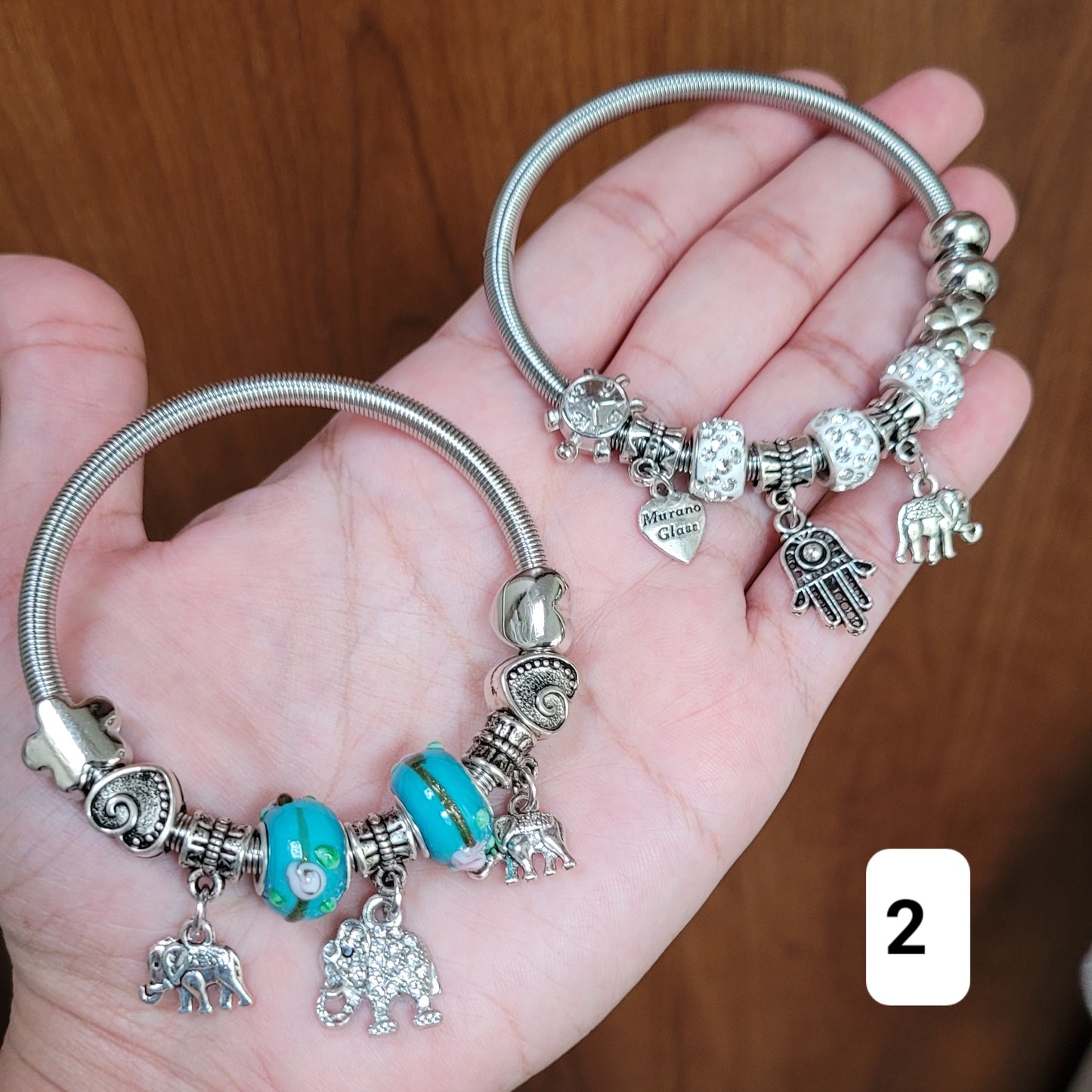 Set de 2 pulseras estilo Pandora / Set of 2 Pandora style bracelets