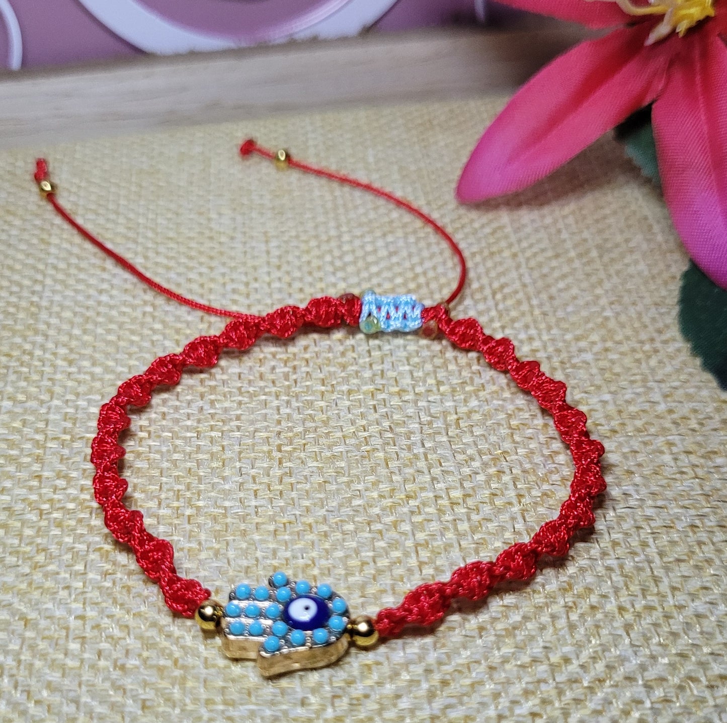 Pulsera Mano de Fatima turqueza/ Turquoise Fatima Hand Bracelet
