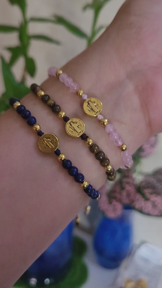 Pulsera San Benito Piedras Naturales/ St. Benedict Natural Stone Bracelet