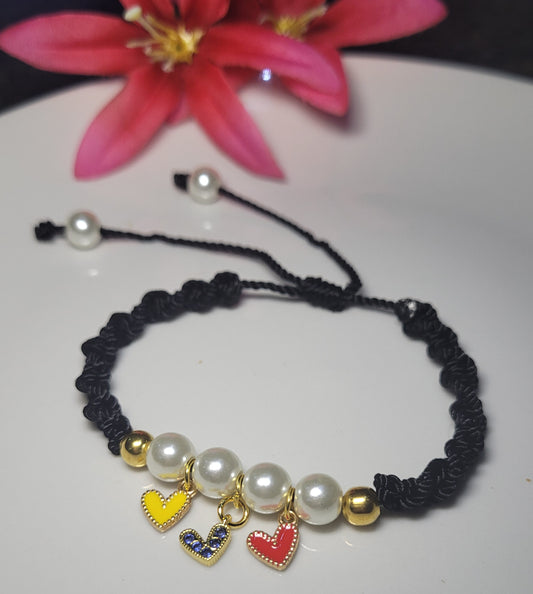 Pulsera corazon tricolor/ Tricolor heart bracelet