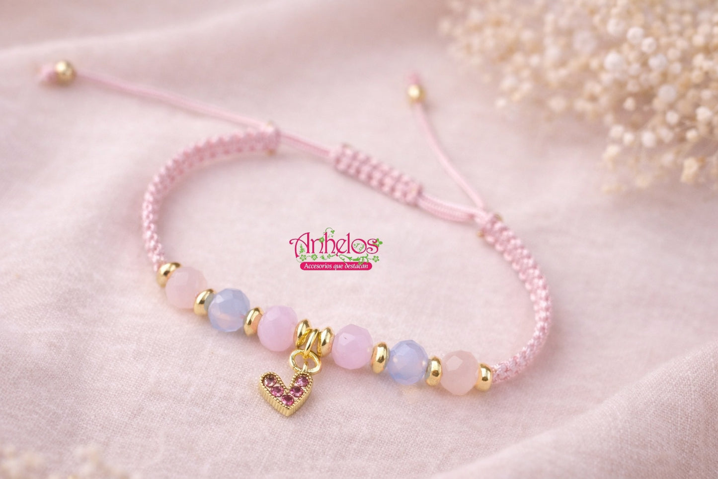 Pulsera corazon rosada / Pink heart Bracelet