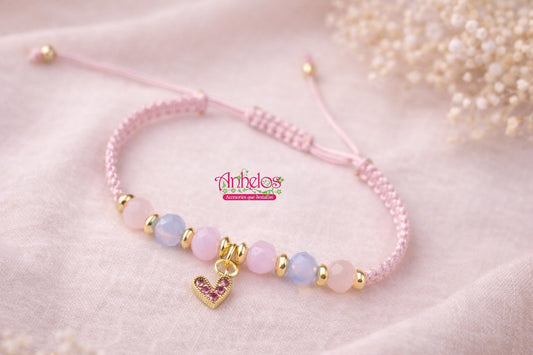 Pulsera corazon rosada / Pink heart Bracelet