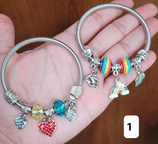 Set de 2 pulseras estilo Pandora / Set of 2 Pandora style bracelets
