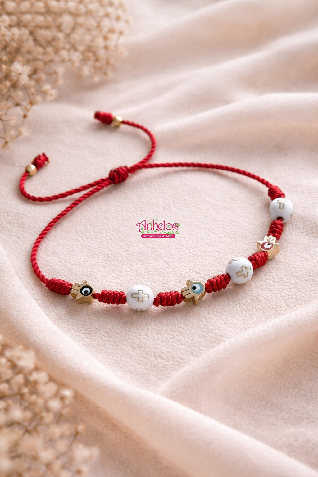 Pulsera ajustable hilo rojo 7 nudos/ Adjustable red thread bracelet with 7 knots