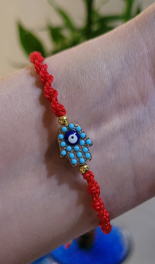 Pulsera Mano de Fatima turqueza/ Turquoise Fatima Hand Bracelet