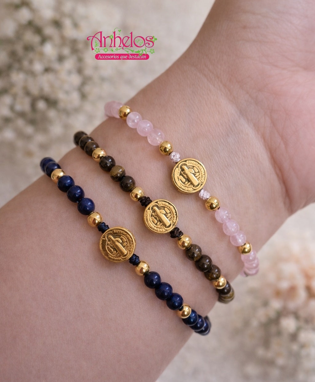 Pulsera San Benito Piedras Naturales/ St. Benedict Natural Stone Bracelet