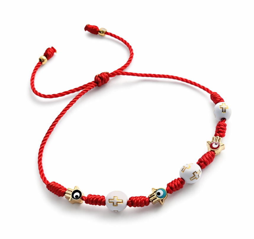 Pulsera ajustable hilo rojo 7 nudos/ Adjustable red thread bracelet with 7 knots