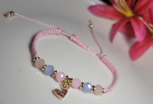 Pulsera corazon rosada / Pink heart Bracelet