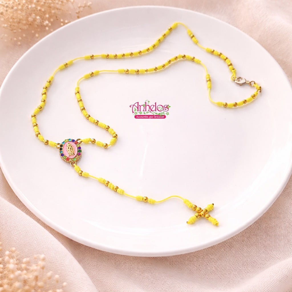 Collar Rosario tejido con balines/ Rosary necklace woven with pellets