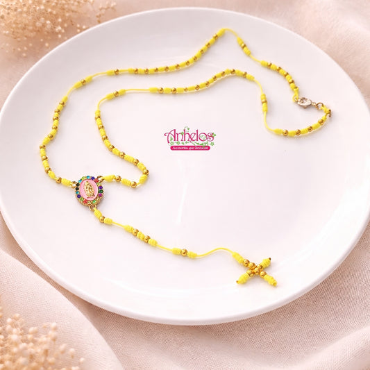 Collar Rosario tejido con balines/ Rosary necklace woven with pellets